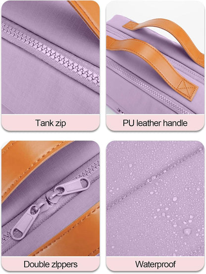 Women's Hanging Toiletry Bag, Waterproof Travel Cosmetic Organizer with Jewelry Storage, Large Capacity Makeup Case for Full-Size Skincare & Bathroom Essentials, Portable Cosmetic kit, Purple