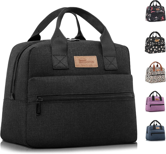 HOMESPON Insulated Lunch Bag for Women Men Lunch Box Cooler Lunch Tote for Work Picnic (Black)