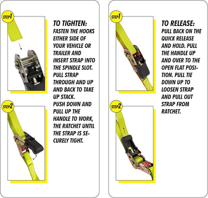 Cartman Ratchet Tie Down, 4Pk 15Ft, 500Lbs Load Cap/ 1500Lbs Break Strength, Cargo Straps for Moving Appliances, Lawn Equipment, Motorcycle in a Truck, with Carry Bag