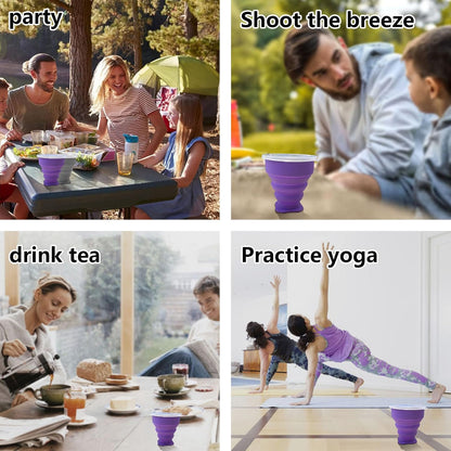 Collapsible Cup - Silicone FoldableCup Expandable Folding Drinking Cups -Reusable Portable Mugs-Cup For Travel, Camping, Hiking, Holiday Vacation, Outdoor Sports