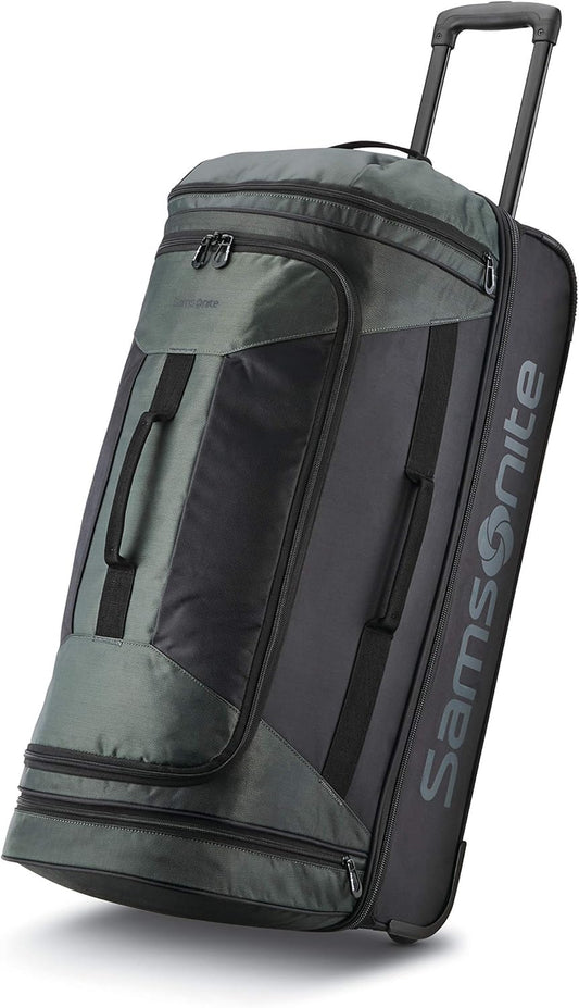 Samsonite Andante 2 Wheeled Duffel Bag – 28-Inch Durable Rolling Luggage with Inline Skate Wheels, Push-Button Handle & Spacious Compartments – Travel-Friendly and Lightweight - Moss Green/Black