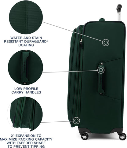 Travelpro Maxlite 5 Softside Expandable Checked Luggage with Spinner Wheels, Lightweight, 29-Inch — Forest Green