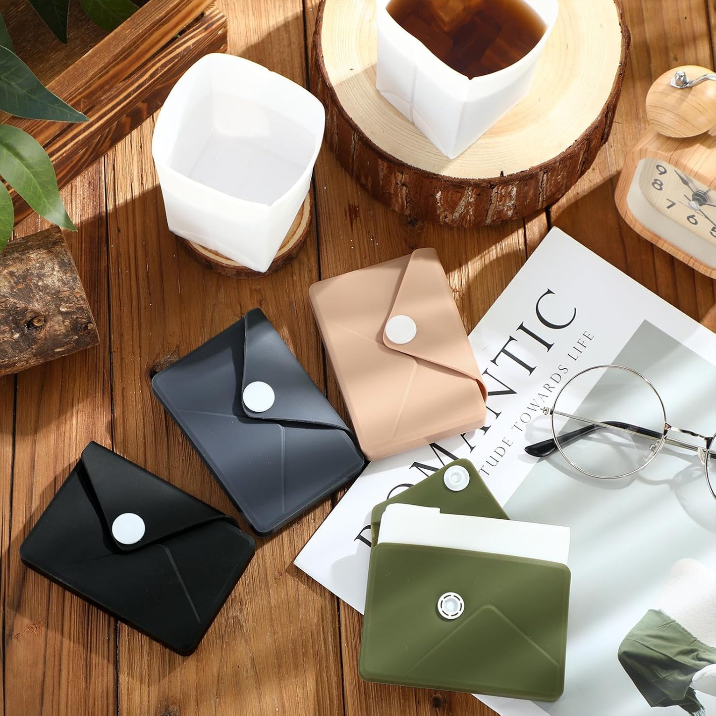 LemonRoad Silicone Folding Camping Cup Card Design Collapsible Silicone Travel Cup Waterproof 250 ml for Camping Outdoors International Travel (Light Brown)