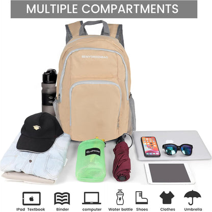 35L Foldable Waterproof Backpack For Outdoor Sports Travel Inside Wet Clothes Compartment Packable For Multiple