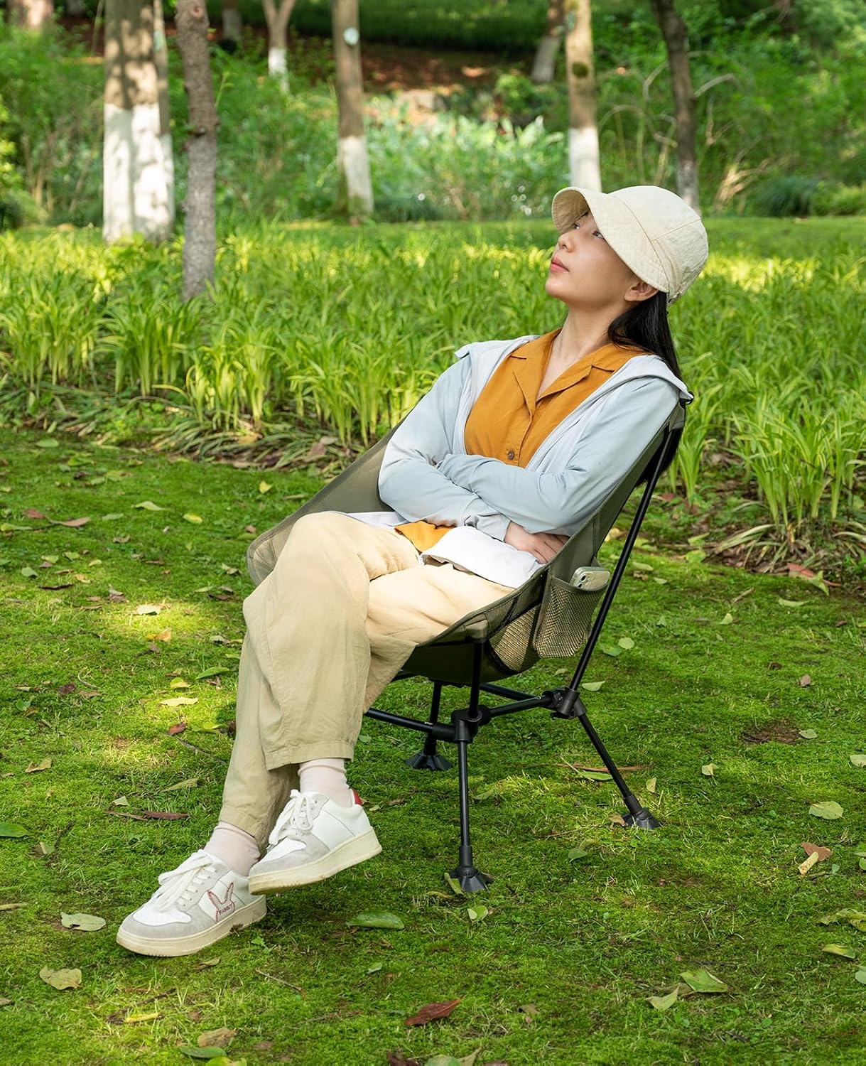 iClimb Ultralight Compact Camping Folding Beach Chair with Anti-Sinking Large Feet