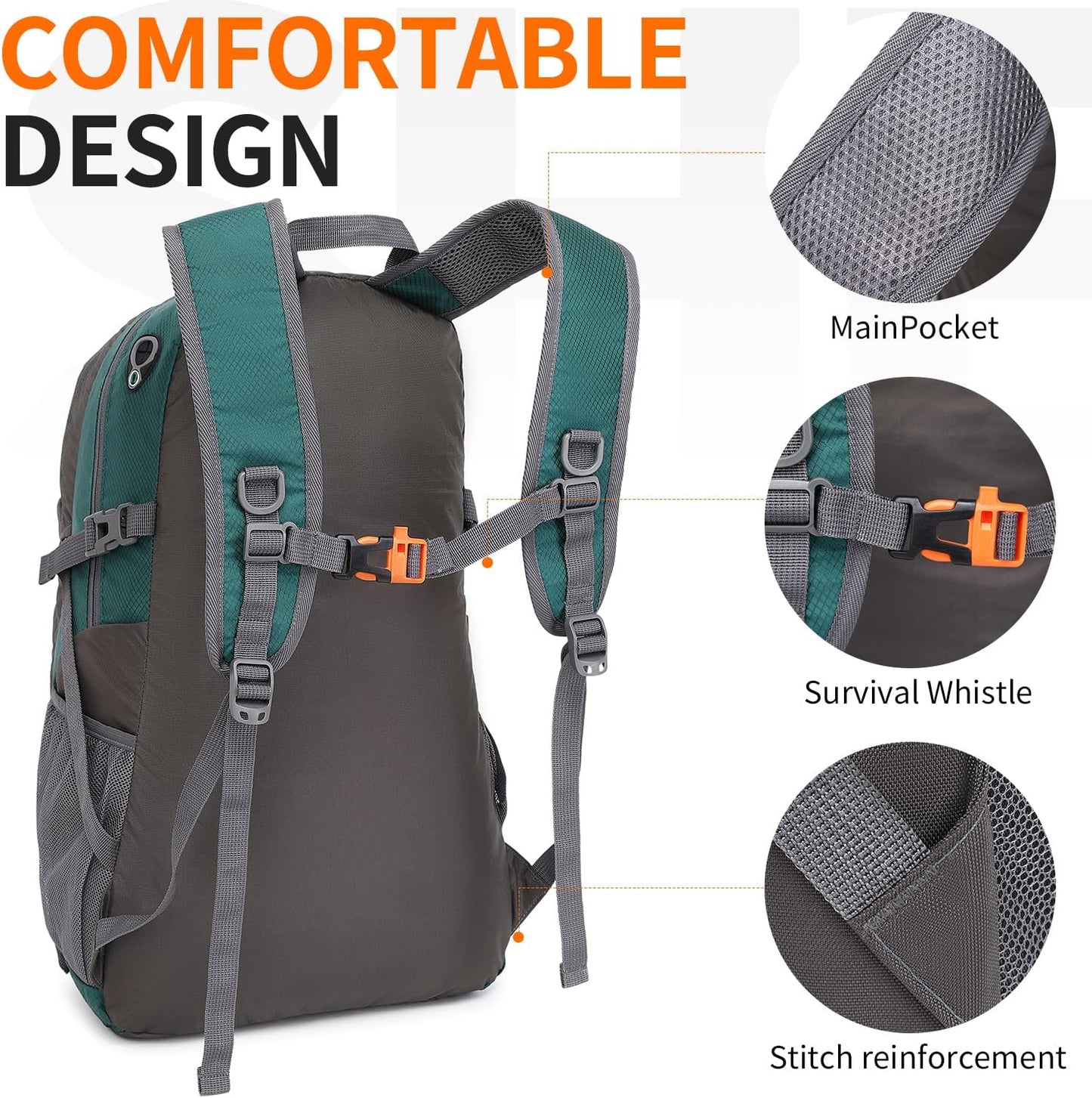 40L Hiking Backpack Lightweight Daypack Waterproof Travel Camping Backpack for Men Women Sport Packable