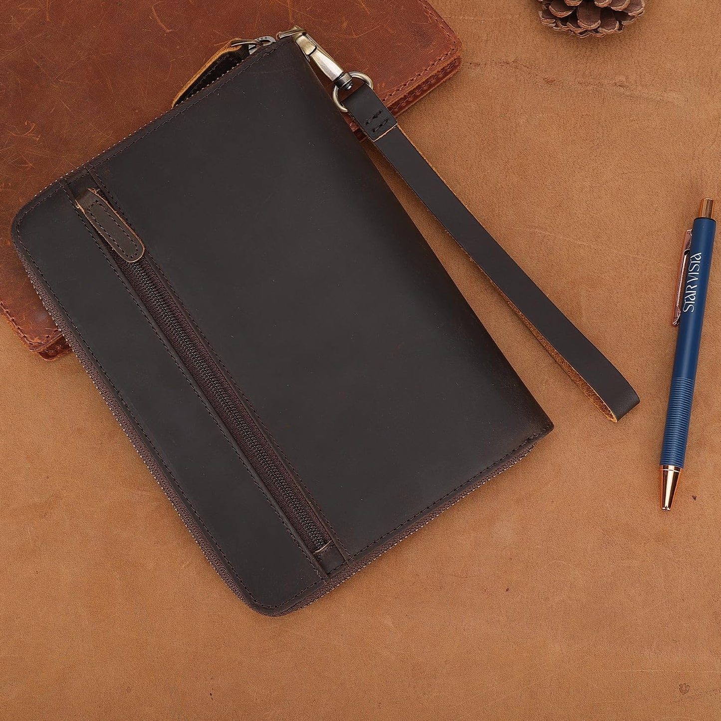 STAR VISTA Lorenzo Full Grain Leather Family Passport Wallet for 4, Large Travel Document Organizer for Exquisite Voyagers, Multi-Currency Compartments, RFID Blocking, AirTag Track, Dark Brown