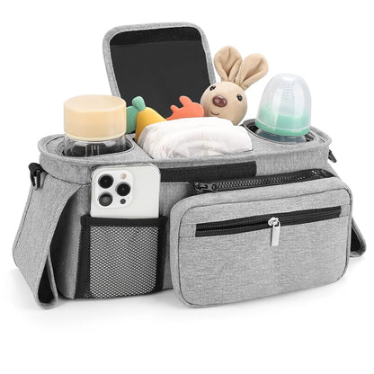 Accmor Universal Stroller Organizer with Insulated Cup Holder Detachable Phone Bag and Shoulder Strap,Stroller Bag Caddy Organizer Fits for Uppababy, Baby Jogger, Britax Strollers
