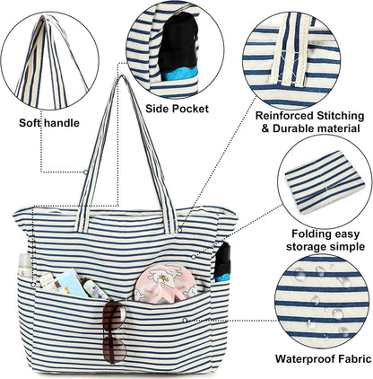 Beach Pool Bags Tote for Women Ladies Large Gym Tote Carry On Bag With Wet Compartment for Weekender Travel Waterproof