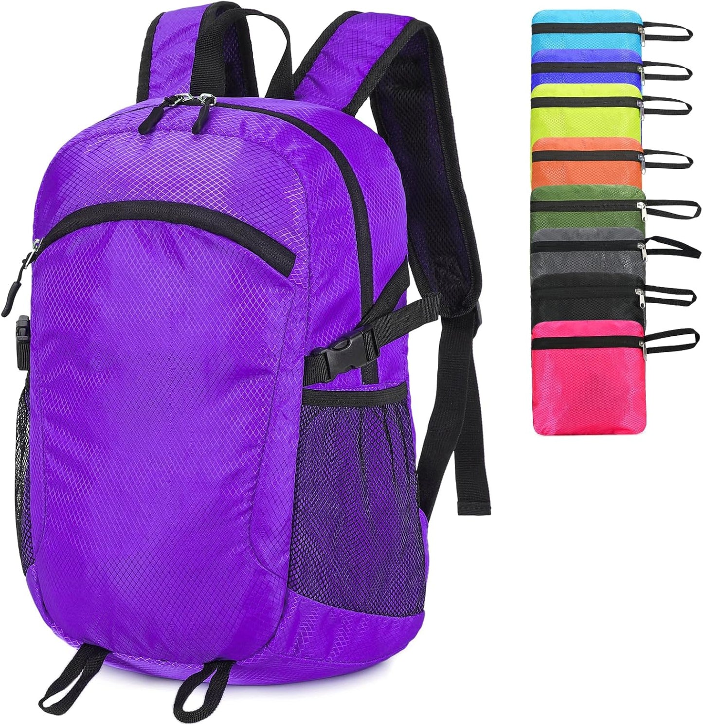 Small Hiking Daypack,15L Water-Resistant Hiking Backpack Packable Lightweight Travel Day Pack for Women Men (Purple, Small)