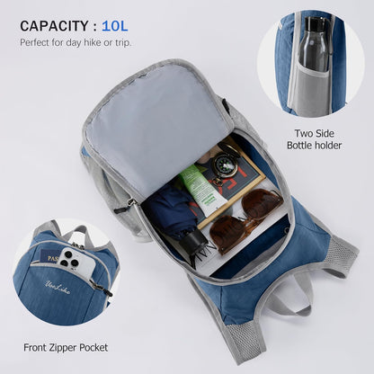 10L Small Hiking Backpack Travel Daypack Lightweight Packable Back Pack for Women Men(Navy Blue)