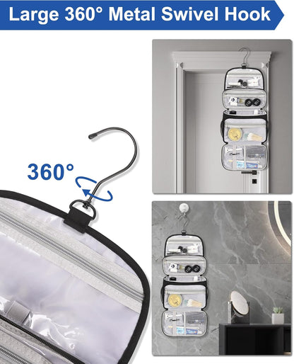 Relavel Toiletry Bag for Men, Hanging Toiletries Bag for Women Water Resistant Dopp Kit Shaving Bag, Travel Essentials Large Capacity Organizer Case for Toiletries Accessories, Black