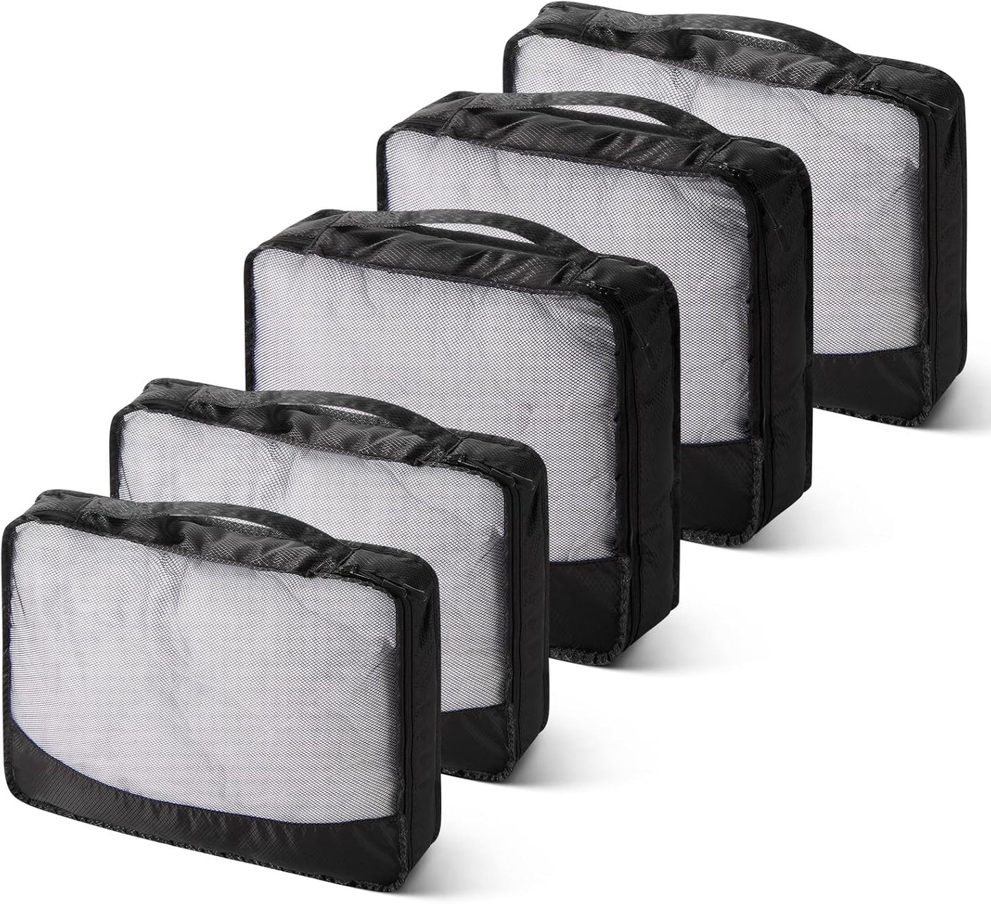 5 Pcs Packing Cubes for Suitcase Large Travel Cubes Carry on Luggage Organizer Bags for Clothes Accessories(Mixed,Black)
