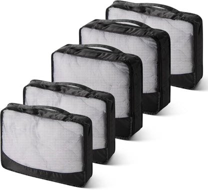 5 Pcs Packing Cubes for Suitcase Large Travel Cubes Carry on Luggage Organizer Bags for Clothes Accessories(Mixed,Black)
