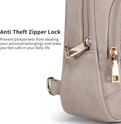 Crossbody Bags for Women Anti Theft Small Sling Handbag with Zipper Lock Vegan Leather RFID Blocking Chest Pure