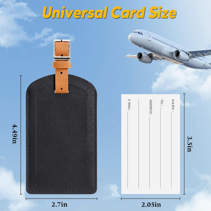 3 Pack Luggage Tags for Suitcases, TSA Approved Bag Tags, Baggage Tags with Privacy Protection, Travel Essentials Luggage Accessories, Black & Brown