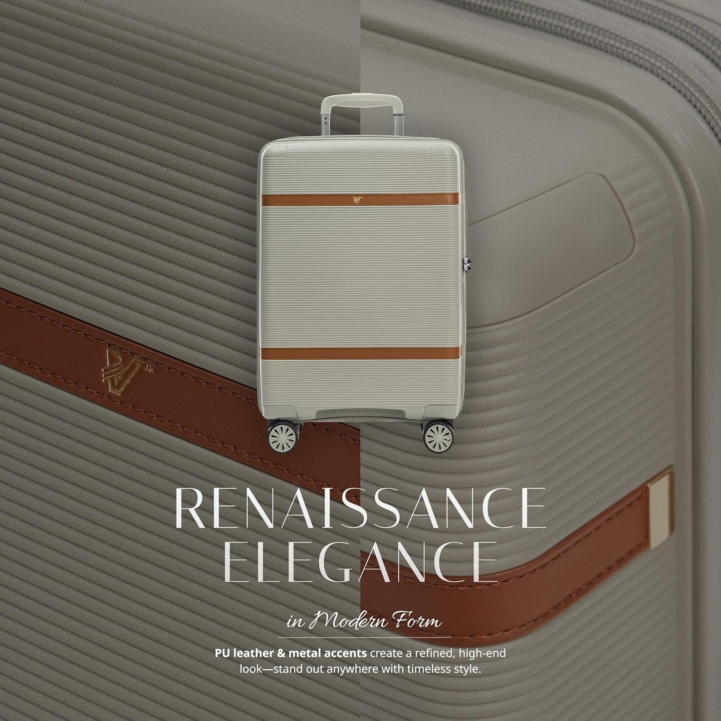 Verage Florence Hardside Carry-On Luggage with Spinner Wheels, Lightweight Expandable Suitcase with TSA Lock, Artist-Inspired Stylish Travel Luggage for Women, 20-Inch, Sage Mist