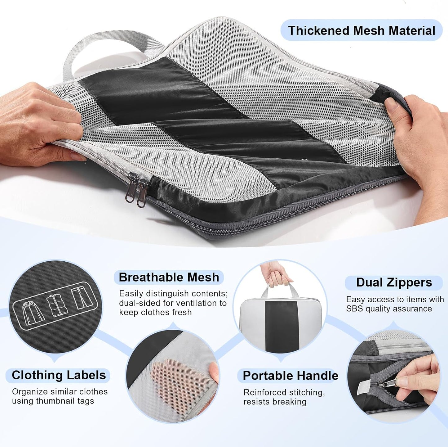 8 Set Compression Packing Cubes for Travel Essentials,Compressible Expandable Packing Cubes for Suitcase,OlarHike Luggage Organizer Bags for Travel,Handy Helper for Organizing Clothes(Black)