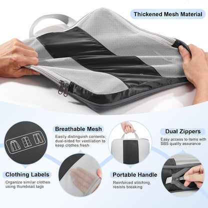 8 Set Compression Packing Cubes for Travel Essentials,Compressible Expandable Packing Cubes for Suitcase,OlarHike Luggage Organizer Bags for Travel,Handy Helper for Organizing Clothes(Black)