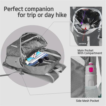 35L Foldable Waterproof Backpack For Outdoor Sports Travel Inside Wet Clothes Compartment Packable For Multiple