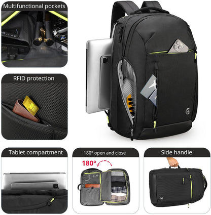 Swissdigital Design Large Travel Backpack for Men & Women,17 Inch Big Laptops Backpack with USB Charging Porert, Carry on Business Anti-thief Computer Backpack With RFID Protection, Black| JAVA