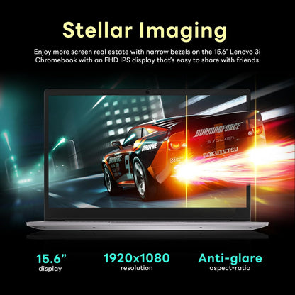Lenovo Ideapad 3 15.6" FHD Chromebook, Intel Celeron N4500, 4GB LPDDR4X, 224GB Storage (64GB SSD + 160GB Docking Station Set), Number Pad, Webcam, Wi-Fi 6, Chrome OS, Gray