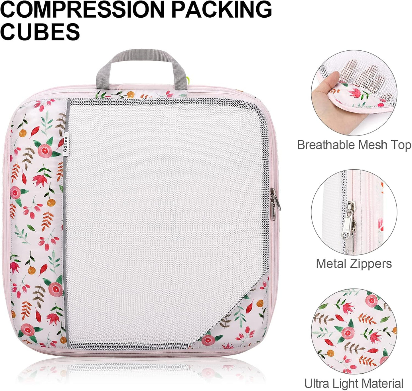 Compression Packing Cubes, Gonex Extensible Storage Mesh Bags Organizers
