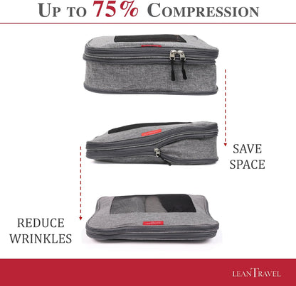 Compression Packing Cubes for Travel Organizers with Double Zipper, LeanTravel