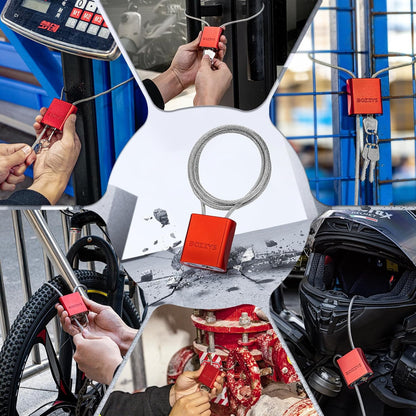 Adjustable Cable Locks with 3 Keys | 3.28ft L x 1/6in D Aluminum Steel Cable Padlock for Bikes, Gate, Lockers & Outdoor Gear | Keyed Different & Silver