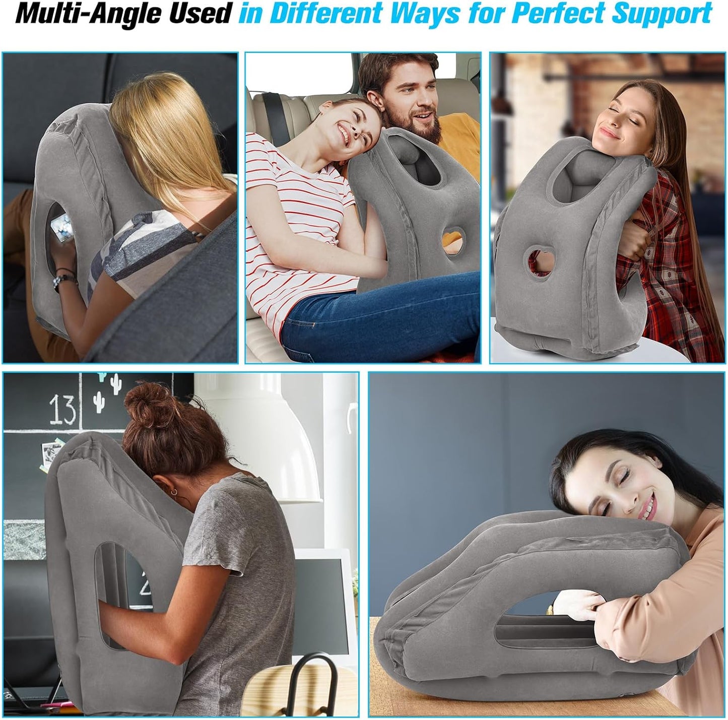 Rewondah Inflatable Travel Pillows for Airplanes | Airplane Pillow for Long Flight | Travel Plane Pillow for Airplanes Sleep Support | Blow up Flight Pillow for Long Flights to Avoid Neck Pain