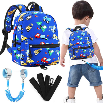 Accmor Toddler Backpack with Leash, Cute Kids Backpacks with Anti Lost Wrist Link, Mini Baby Backpack Leash Walking Harness for Outdoor Travel, Small Excavator Backpack Tether Protector for Boys