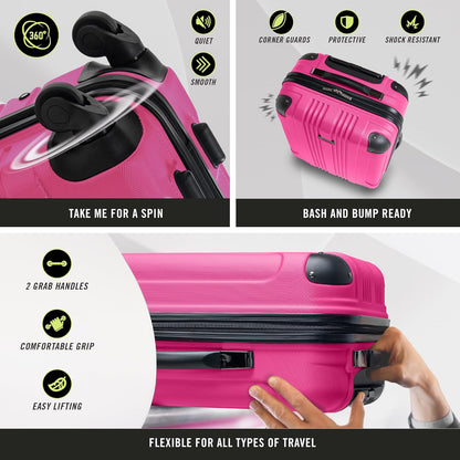 Kenneth Cole REACTION Out of Bounds Lightweight Hardshell 4-Wheel Spinner Luggage, Magenta, 24-Inch Checked