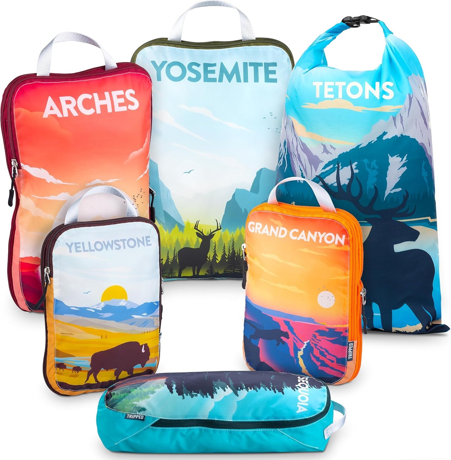 Compression Packing Cubes Set for Travel - Lightweight, Durable Clothes Organizer for Carry-On Luggage and Suitcases by TRIPPED Travel Gear