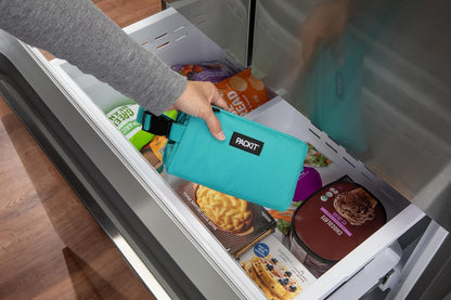 PackIt Freezable Snack Box, Teal, Built with ECOFREEZE Technology, Collapsible, Reusable, Zip Closure with Buckle Handle, Designed For Work Snacks, Fresh Snacks On the Go, Adults, and All Ages