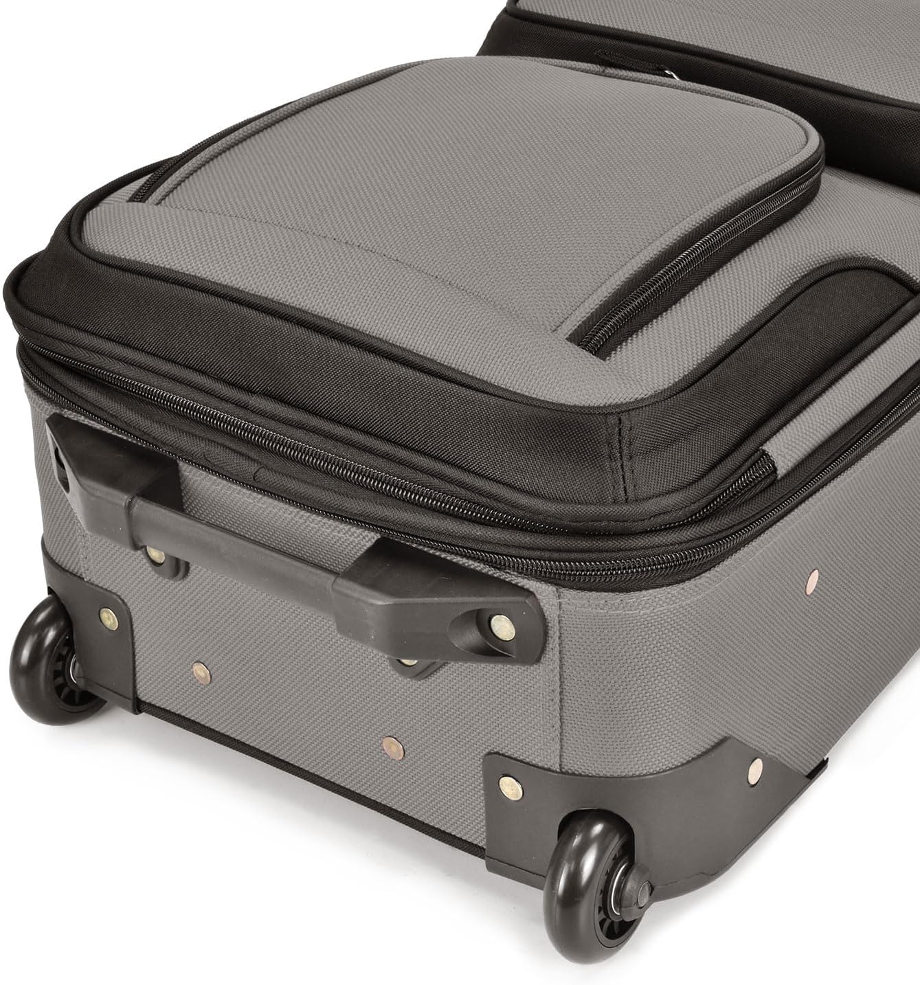 U.S. Traveler Lightweight Rolling 20" Carry On Luggage Softside Suitcase, Grey, 2 Wheel Single