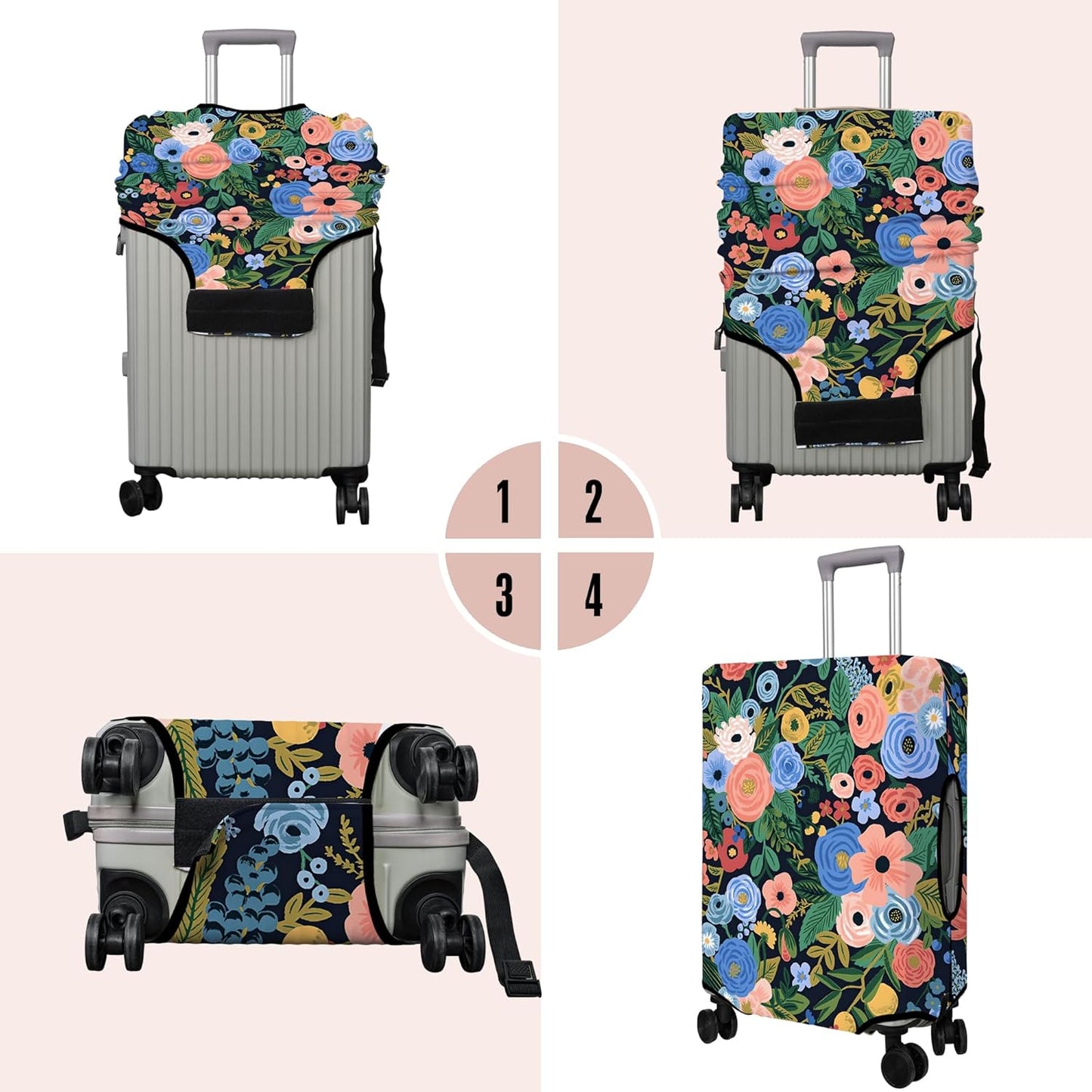 Travel Luggage Cover Suitcase Protector Fits 18-32 Inch Wheel Covers PatternedTravel Related Items Flower Luggage Protector Elastic M