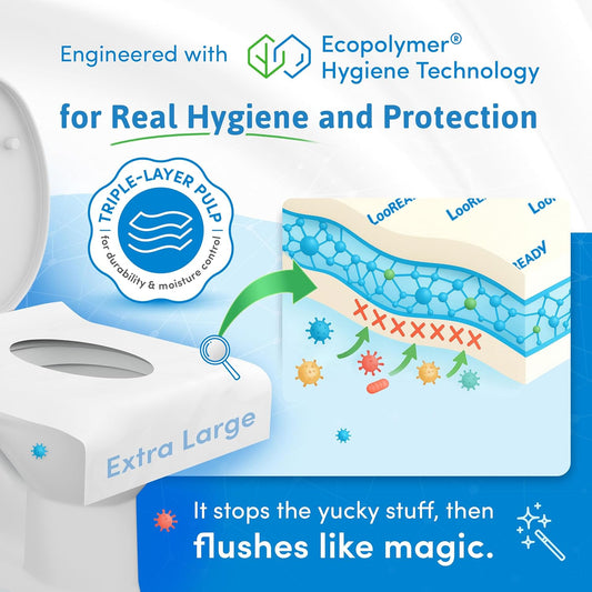 Individually Wrapped Toilet Seat Covers Disposable Flushable - Deluxe Premium Quality Travel Essential - Extra Thick and Large - Sample Size 5 pack