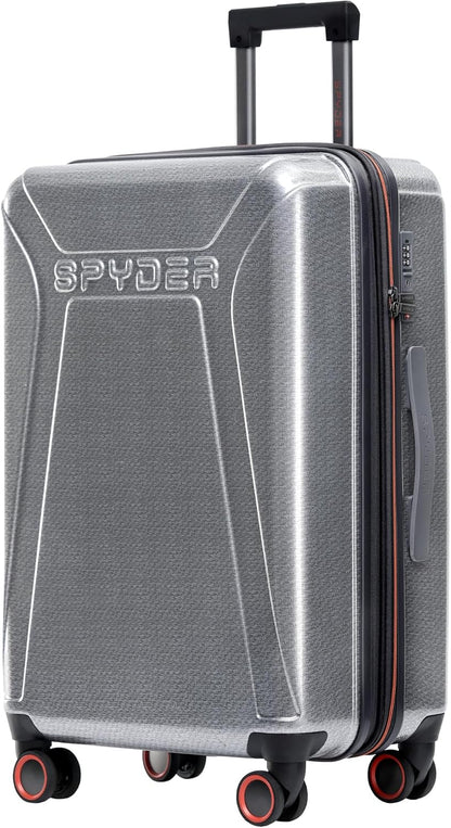 Spyder Traverse 25 Inch Medium Expandable Hardside Upright Suitcase with 360° Spinner Wheels, TSA Approved Lock, Silver