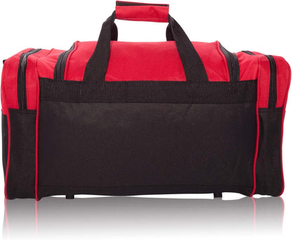 DALIX 21" Blank Sports Duffle Bag Gym Bag Travel Duffel with Adjustable Strap in Red