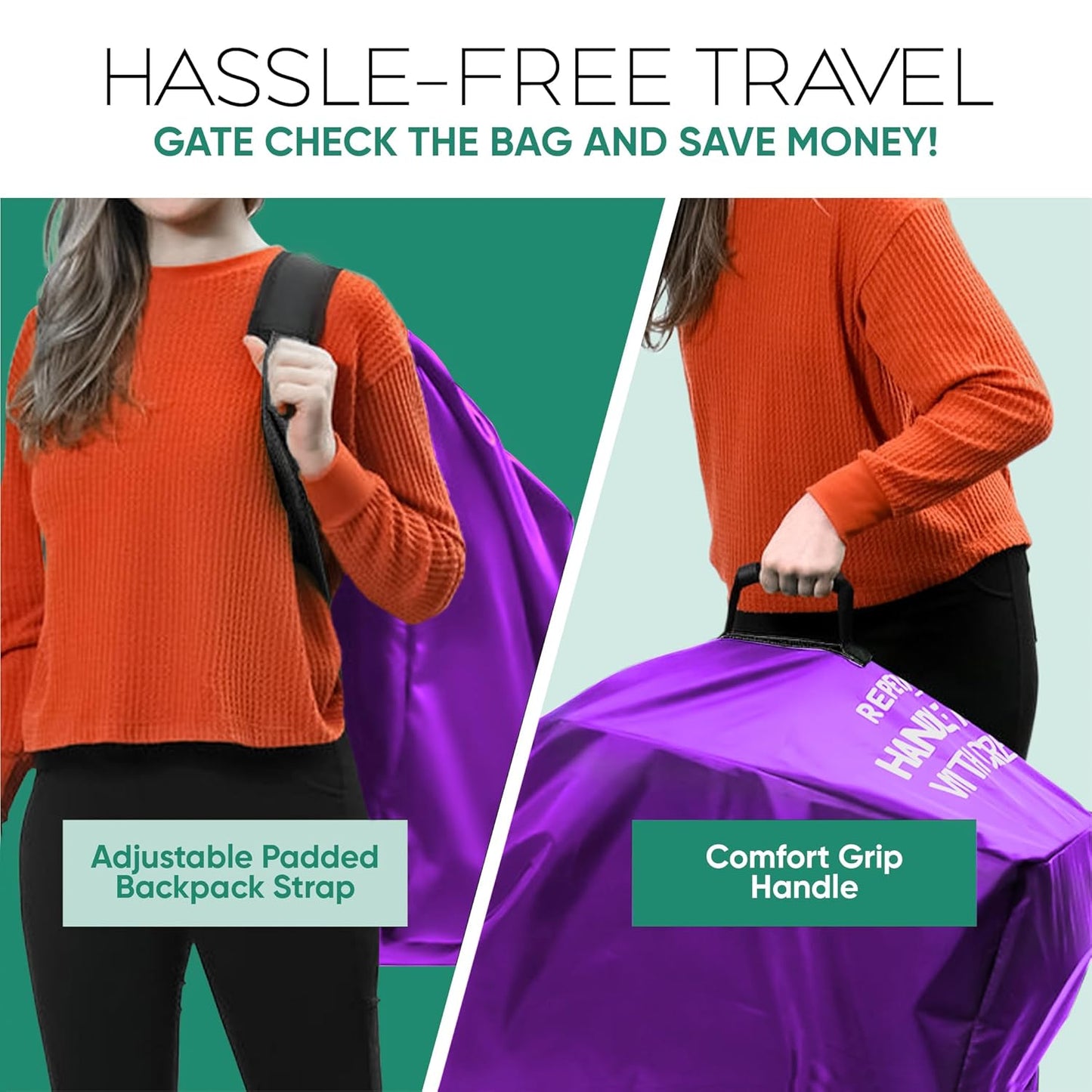 reperkid Premium Car Seat Travel Bag for Airplane - Durable, Universal Fit, Water-Resistant Gate Check Bag with Adjustable Carry Straps - for Safe and Hassle-Free Travel