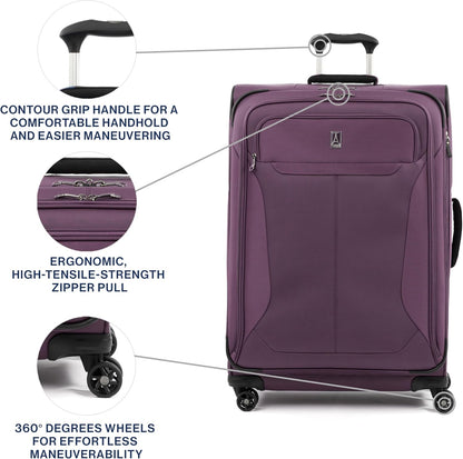 Travelpro Tourlite Softside 29" Expandable Luggage with 4 Spinner Wheels, Lightweight Suitcase, Checked Large, Deep Purple