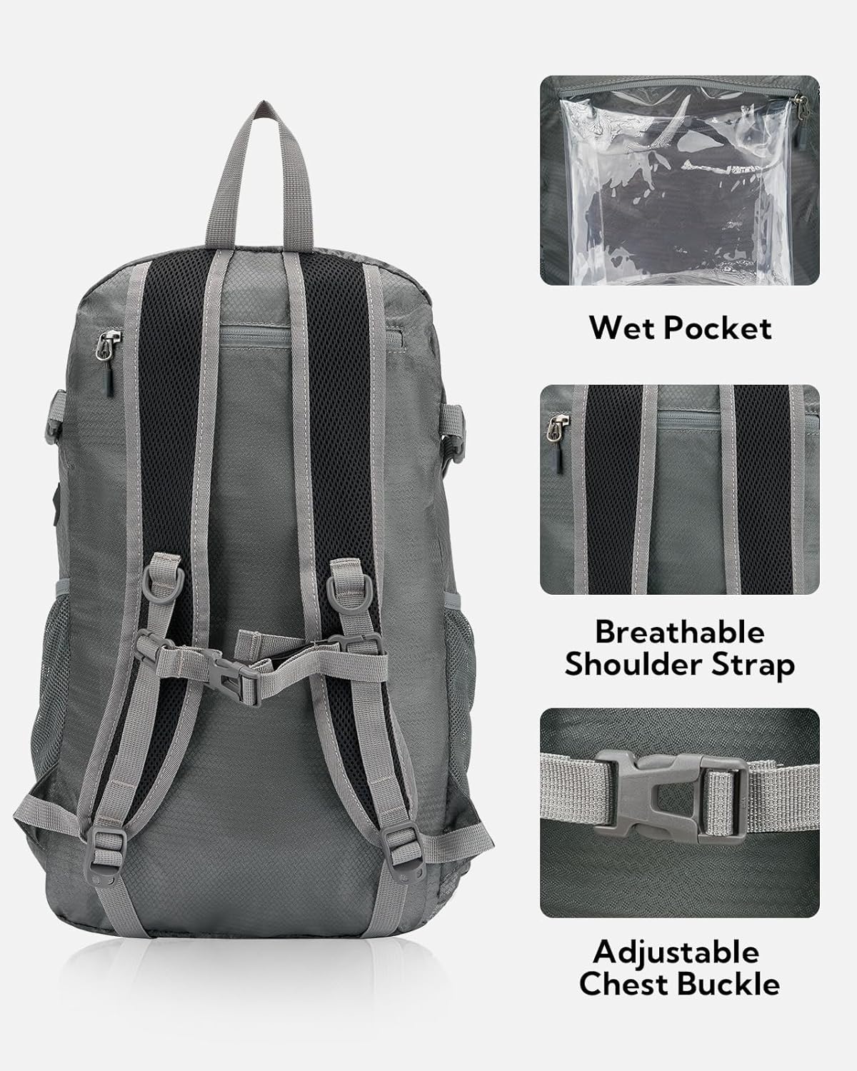 WATERFLY Lightweight Packable Hiking Backpack: 30L Foldable Travel Daypack Ultralight Camping Day Pack for Woman Man