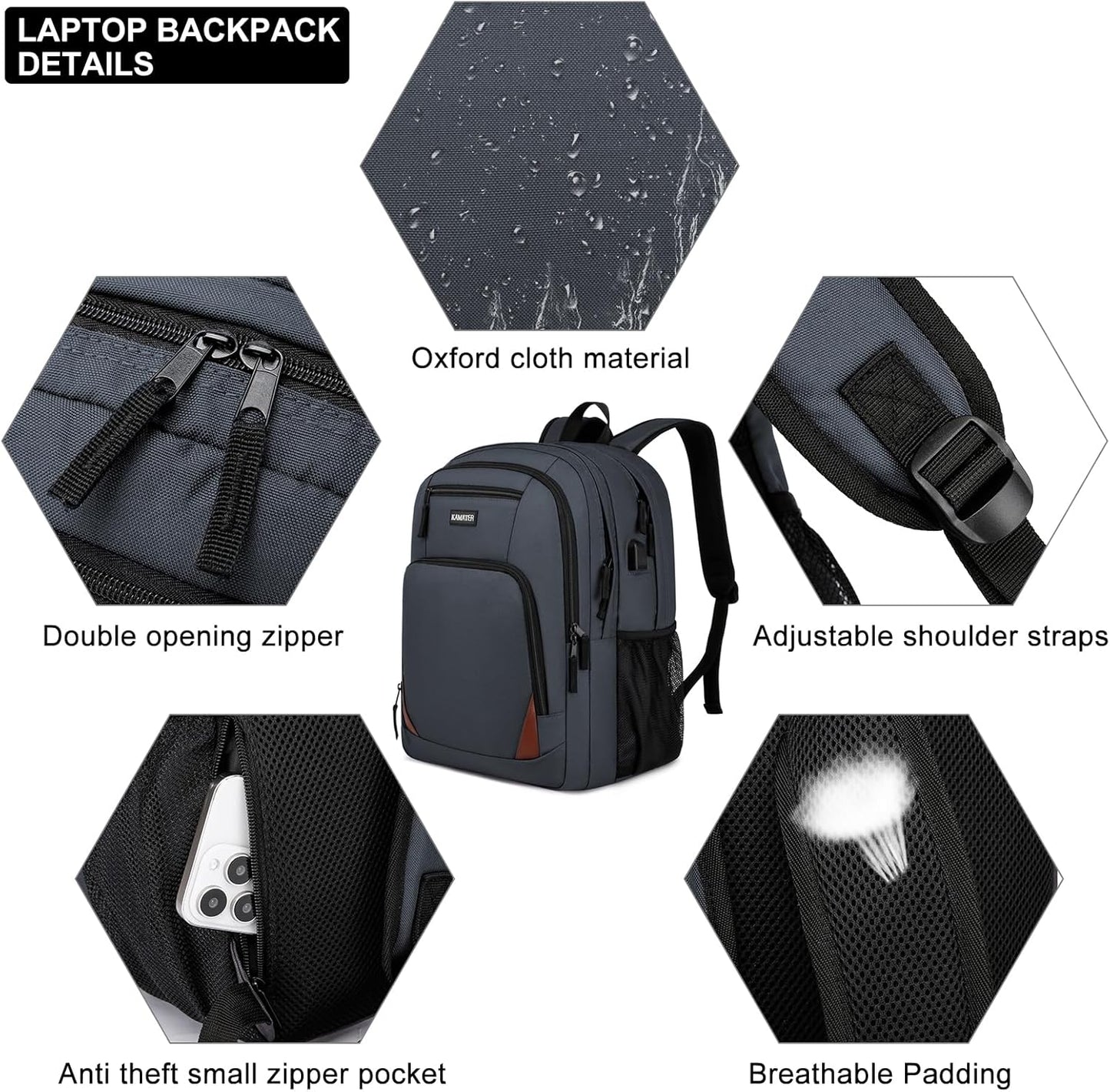 School Backpack for Teen Boys & Girls - 8 Compartments Water Resistant Bookbag with Large Laptop Sleeve | 15.6 Inch Anti-Theft College Student Backpack, Black