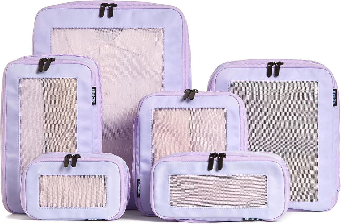 Compression Packing Cubes for Travel - Luggage Organizer Bags - Double Zipper Packing Cubes for Suitcases (6-Pack, Purple)