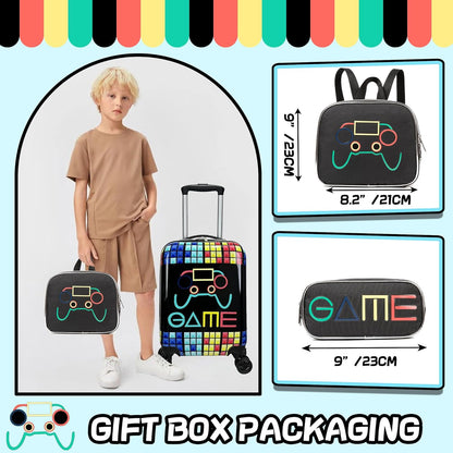 Kid’s Luggage Set 5 Piece Suitcase Set 16’’ Hardside Luggage with Spinner Wheels Girls Boys Carry on Luggage Travel Rolling Luggage Airline Approved