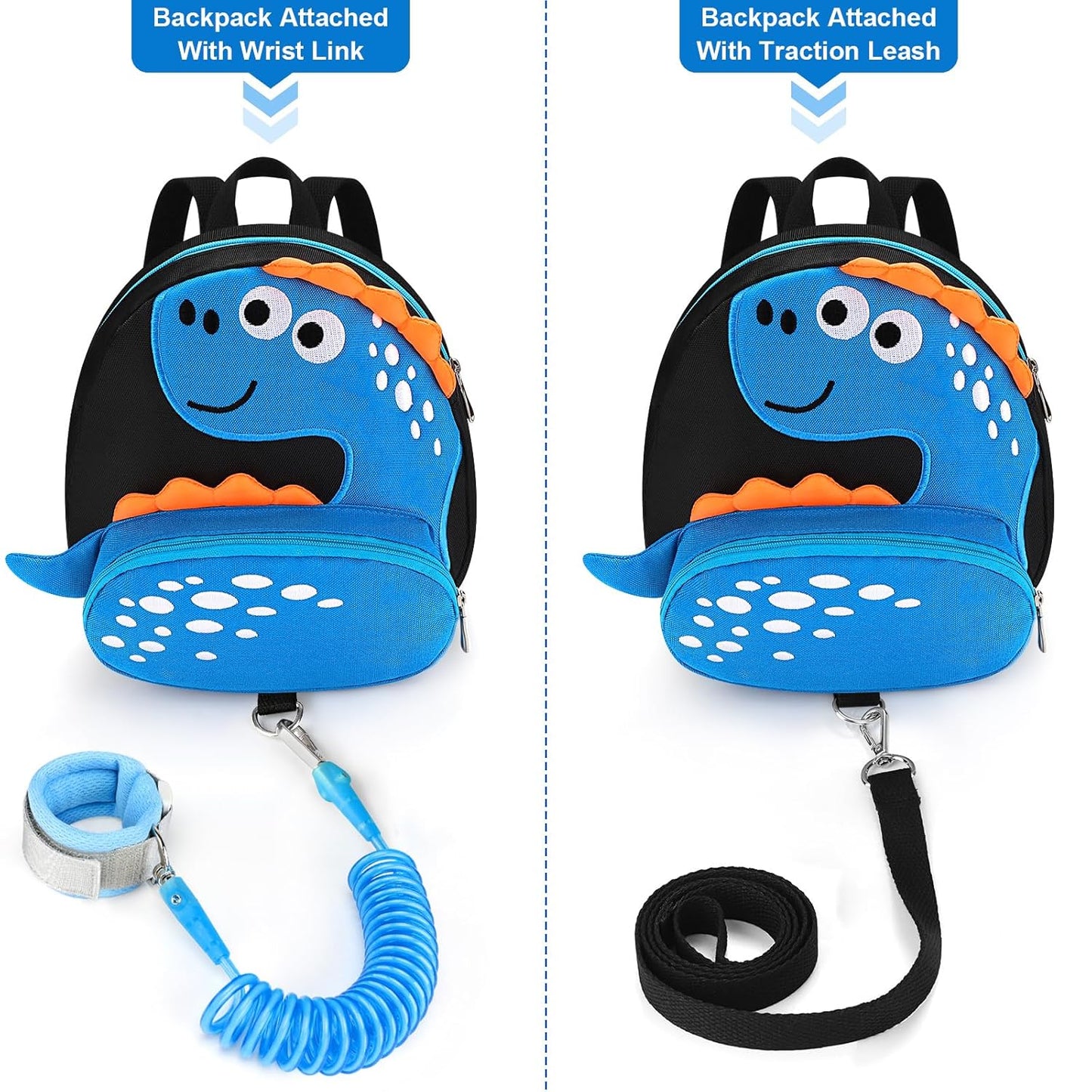 Accmor Toddler Backpack Leash, Cute Dinosaur Kids Harness Backpacks with Anti Lost Wrist Link, Adorable Child Backpack Mini Bag Wristband Tether Strap Leashes for Baby Boys Girls Ages 1-3 Years