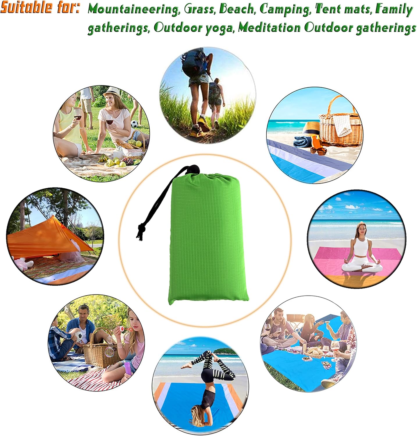 Waterproof Camping Tarp, Ultralight Tent Footprint Backpacking Tarp for Camping, Hiking and Outdoor Activities (Green)