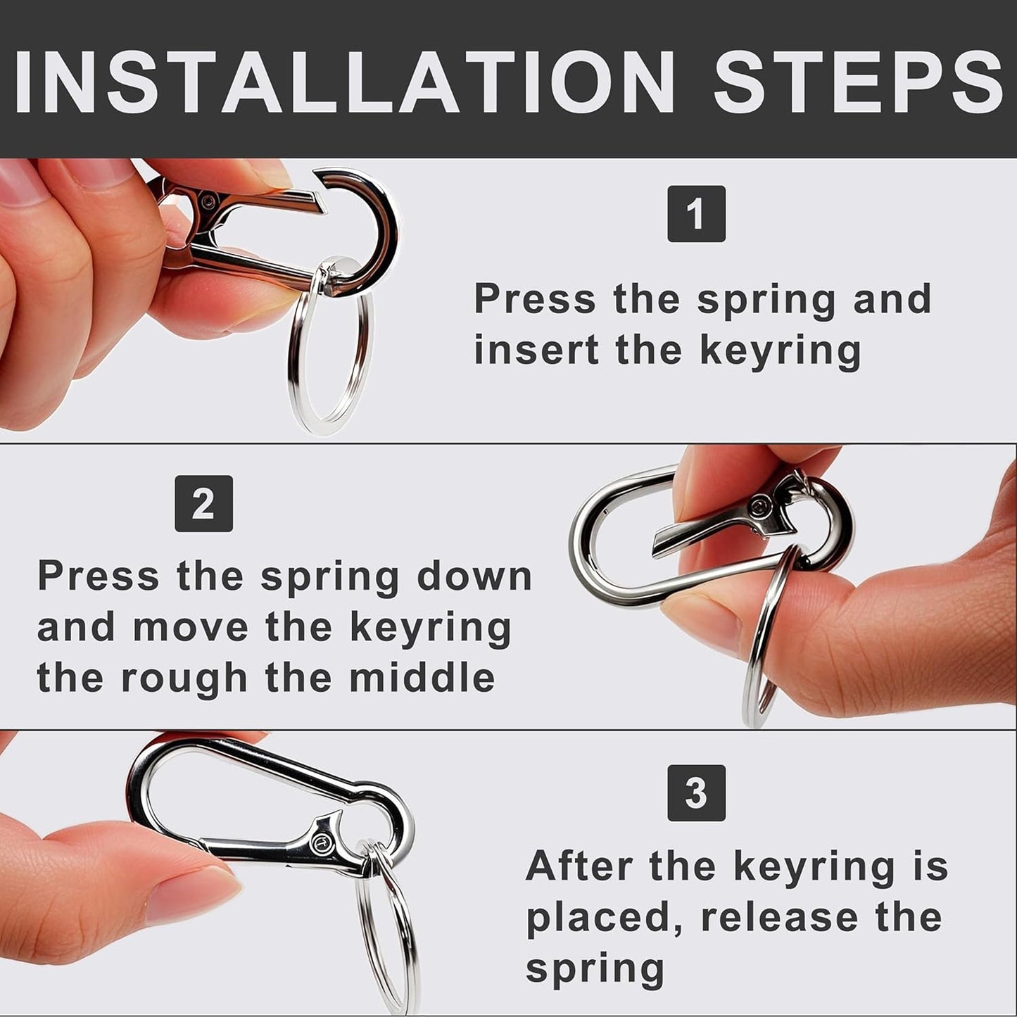 Keychain Keyring Set for Men Women Classic Metal Home Car Key Holder Organizer Portable Carabiner Clip Accessories 2PCS