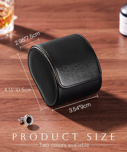 Homde Travel Watch Box Leather: Traveling Case for Men - Luxury Watch Roll for Wristwatch on the Go (black, S)