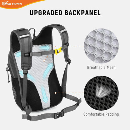 SKYSPER Hiking Backpack 15L Lightweight Walking Daypack for Camping Travelling Daytrip Small Trail Bagpack for Men Women